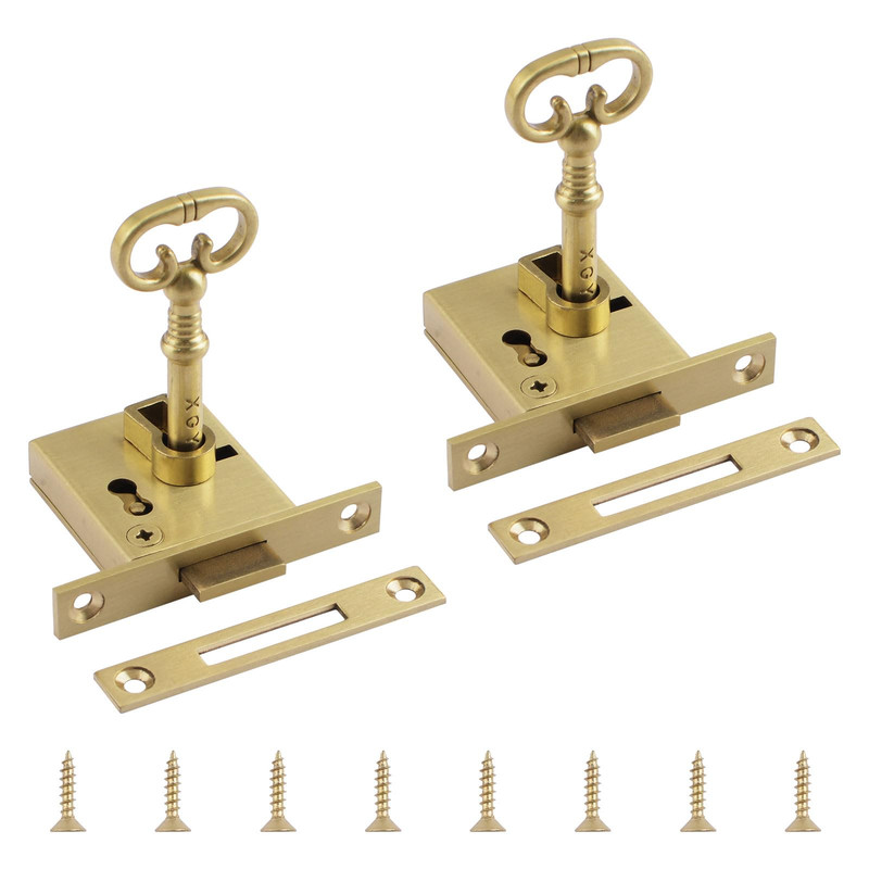 Ufurmate Vintage Lock Key 2Pcs Gold Cabinet Lock Set For Right-Hand Door Retro