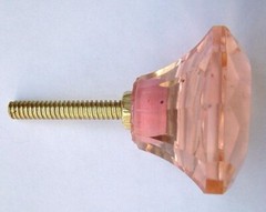 small pink cut glass drawer & cupboard cabinet pulls door knobs 35 mm