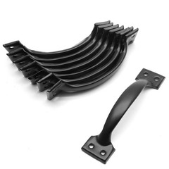 8 PCS 5 1/2 Inch Matte Black Cabinet Handles, Metal, Rustic, Curved, Kitchen