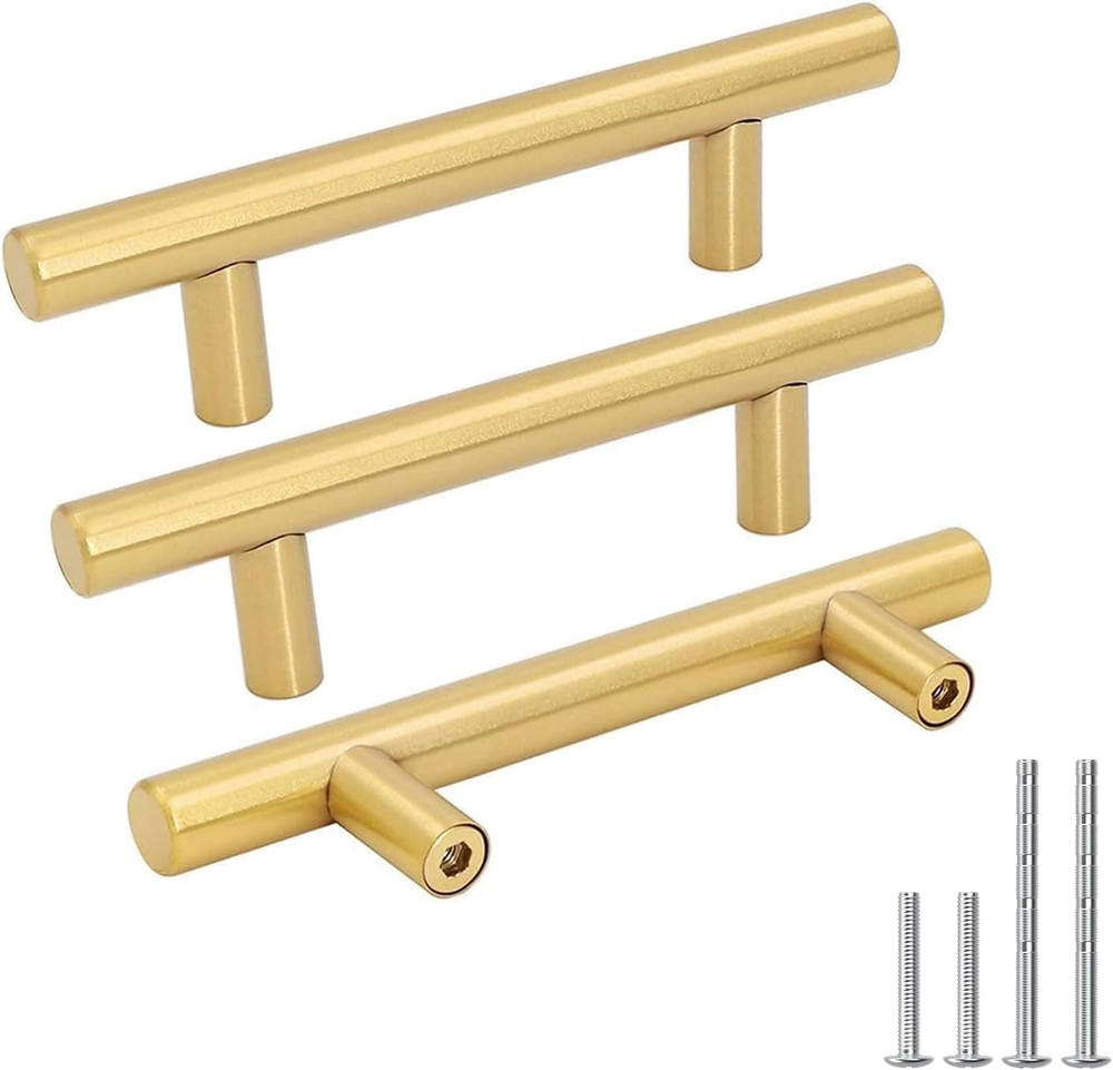 10 Pack 3 Inch Gold Cabinet Handles Brushed Gold Cabinet Pulls Stainless Steel D