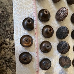 Lot of 32 Rustic Round Hammered Antique Brown/Black Metal Cabinet Knobs 1.5in
