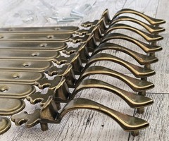 9 Vintage Amerock Carriage House Cabinet Drawer Pulls Handles & Back Plates