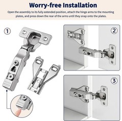 Cabinet Hinges – 10 Pack Soft Close Kitchen Cabinet Hinges for 1/2 Inch Overl…