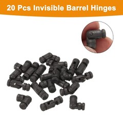 uxcell 20Pcs Invisible Barrel Hinges, 5x15mm Brass Concealed 5x15mm, Black
