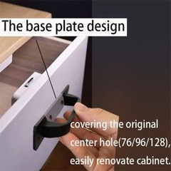 2 Pack 5 Inch 128 mm Matte Black Square Cabinet Handles with Base Plate Aluminum