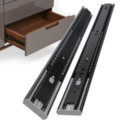 22 Inch Black Soft Close Drawer Slides 20 Pack 10 Pair Full Extension 100Lb Side
