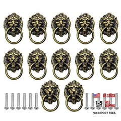 Luomorgo 12 Pack Cabinet Knobs Pulls Lion Head Ring Pulls Handle for Bronze
