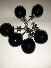 Set Of 6 Black Enamel Pull Drawer Cabinet Knob Porcelain Handle Screws Included