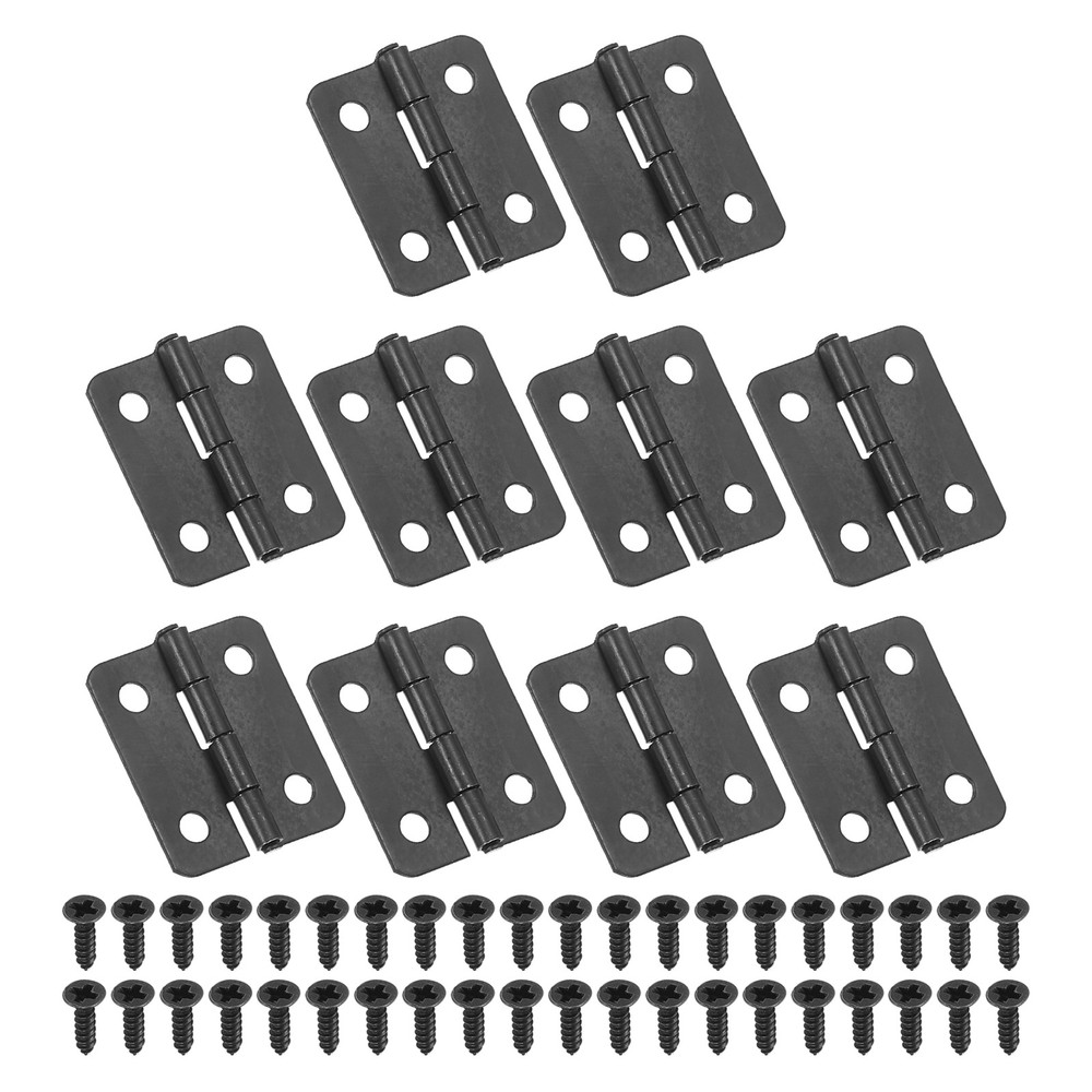 10 x Small Butt Hinges 3/4 Inch Mini Jewelry Box Hinge with Screw Black