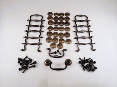 Vintage Solid Brass Drop Bail Drawer Pulls Lot of 14 Antique Bronze NOS No Screw