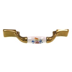 Amerock Royal Family Antique Brass White 3″ CTC Flower Cabinet Pull BP76240-FWB