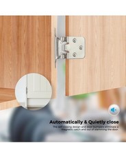 Ravinte 50Pack(25 Pairs) 1/2 Inch Overlay Kitchen Cabinet Hinges,Satin Nickel