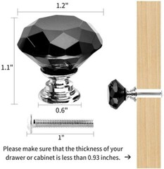 10Pcs Crystal Glass Cabinet Knob Diamond Shape 30mm Drawer Cupboard Handle Pulls