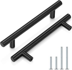 Modern Black T-Bar Cabinet Handles – 30 Pack Stainless Steel Pulls for Cabinets