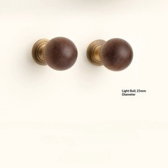 Vintage Handmade Round Knob – Solid Walnut & Brass Pull for Cabinet Drawer