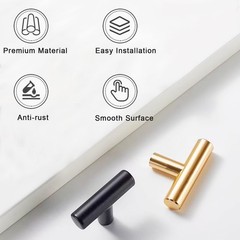 12pcs Silver T-Knobs Cabinet Hardware Single Hole Drawer Pulls Screws Kitchen