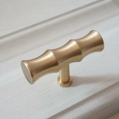 Bamboo handle Brushed Gold Brass Cabinet Handle Bamboo Dresser Knob T Bar Knob
