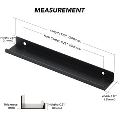 3 Pack 7.87 200mm Black Finger Pulls, Matte Black, Concealed, Edge, Tab