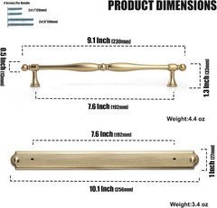 2 Pack Champagne Bronze Cabinet Pulls with Backplate,Modern Zinc Alloy T57-22