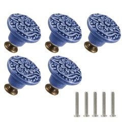 Greyish Blue Ceramic Knobs 10 Pack Flower Drawer Pulls Vintage Cabinet Knobs …