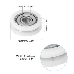 24mm Drawer Rollers, 8 Pack Drawer Pulley Bearing Small Pulley, White