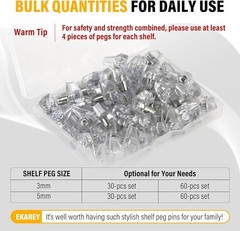5mm Shelf Pegs for Cabinets, 30 Pieces Adjustable Shelf Supports for Furniture