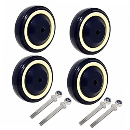 4″ 4 Pack Shopping Cart Wheel Polyurethane Stepped and Full Tread Face