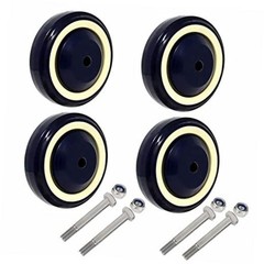 4″ 4 Pack Shopping Cart Wheel Polyurethane Stepped and Full Tread Face
