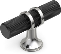 10 Pack Matte Black and Silver Knurled Cabinet Knobs Kitchen Black Knobs Drawer