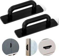2 Pack Black Adhesive Stick-On Cabinet Handles – No Drill Peel & Stick Pulls