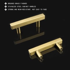 10 Pack Gold Cabinet Handles 2.5 Inch 64mm Brushed Brass T Bar Drawer Pulls