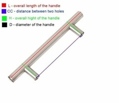 Stainless Steel Kitchen Cabinet Handles T Bar Pull 2″ ~ 18” Diameter ½” (12mm)