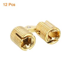 12Pcs 12mm Brass Barrel Hinges Invisible Hidden Concealed Furniture Hinges Gold