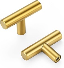 10 Pack Gold Cabinet Knobs 2 Inch – Brushed Brass Drawer Knobs Single Hole Gold