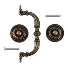 6 Packs Vintage Drop Bail Dresser Drawer Pull Antique Bronze Cabinet Handle Knob