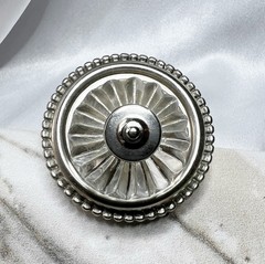 Set of 10 Architectural Fluted Lucite-Style Knobs | Brushed Nickel Rosette