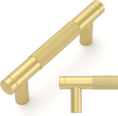 Amerdeco 10 Pack Brushed Gold Cabinet Pulls 3 Inch(76mm) Hole Center Drawer Pull