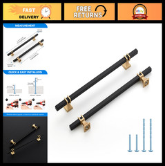 30 Pack 8″ Black & Gold Cabinet Handles | Modern Zinc-Alloy Drawer Pulls, Screws