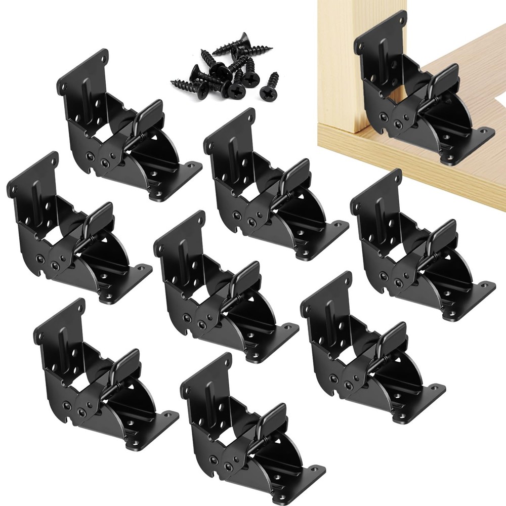 YDAJIURI Folding Brackets 8 Pack, Heavy-Duty Self-Locking Hinges with Screws,…