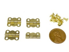4 x Gold 13mm x 16mm Cabinet Door Hinge 4 Holes butterfly with screws E21