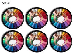 Rainbow Color Burst Pencil Cabinet Knobs – Artsy Drawer Pulls, Set of 4 or 6