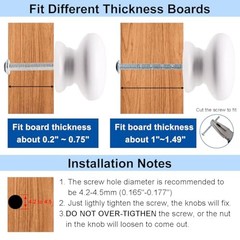 Wooden Cabinet Knobs Pack, Wood Dresser Knobs Kitchen Cabinet Knobs 6 White