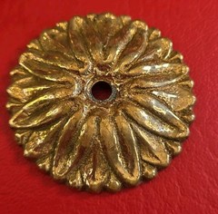 VTG Faceted Crystal Knob Pull W/Brass Medallion Back Plate Hollywood Regency