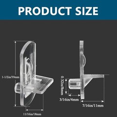 50pcs 8mm Clear Plastic Shelf Pins Self-Locking Cabinet Shelf Support Pegs