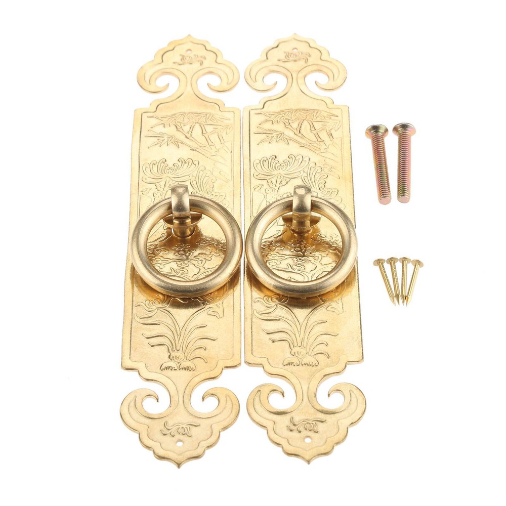 Antique Ring Pull With Plate 2pcs 15cm/5.91″ Pure Copper Drawer Handles Furnitur