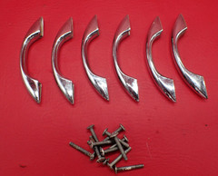 Lot of 6 Vintage Amerock SMOOTH Polished Chrome 1950’s Drawer Pulls Handles MCM