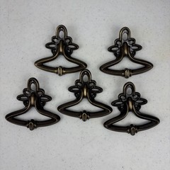 5 Vintage Antique Bronze Metal Drawer Pulls Drop Handles Amerock