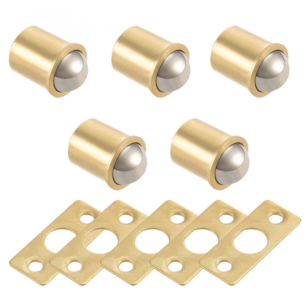 11mm Ball Dia Brass Electroplating Door Cabinet Ball Catch Latch Closures 5pcs