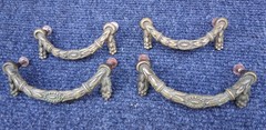 Vintage Garland Motif Brass Drawer Pulls Set of 4, 2 Sizes