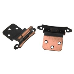 Pair Amerock Face Mount Antique Copper 3/8″ Inset Hinges Self-Closing BP7928-AC